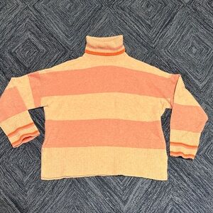 J.Crew oversized striped pink turtleneck sweater